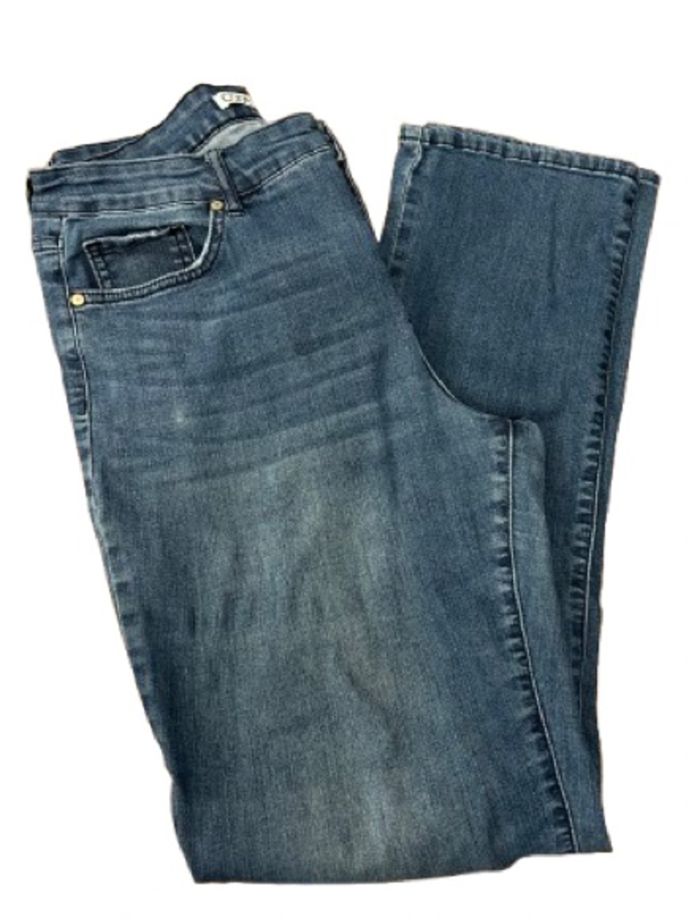 Code Bleu Women's Straight Leg Denim Distressed Jeans in Faded Blue Size 12